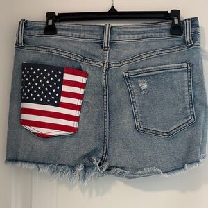 Harper Blue Jean Shorts with American Flag Pocket